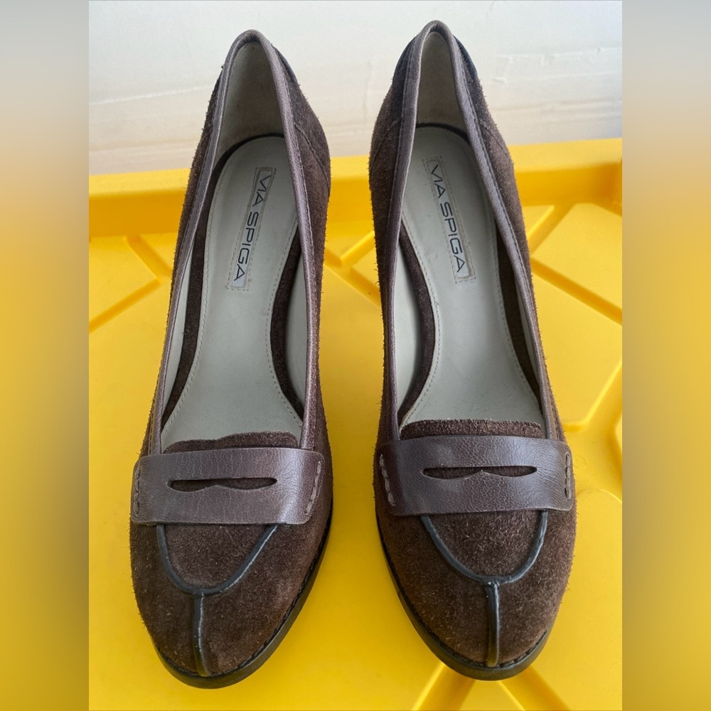 Via spiga designer shoe brown pump suede size 6